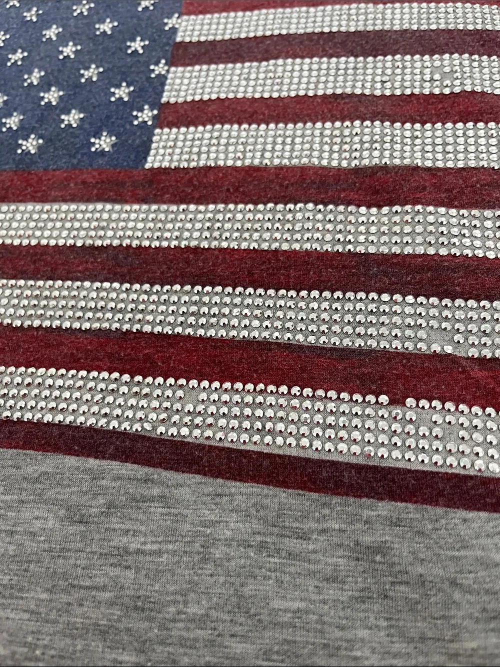 Forever 21 Gray Short Sleeve Tee with Rhinestone American Flag